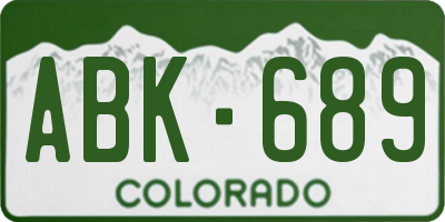 CO license plate ABK689
