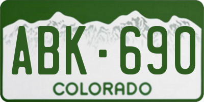 CO license plate ABK690