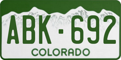 CO license plate ABK692