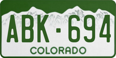 CO license plate ABK694