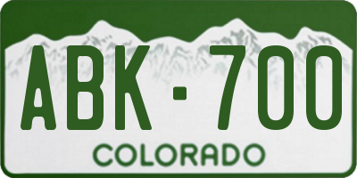 CO license plate ABK700