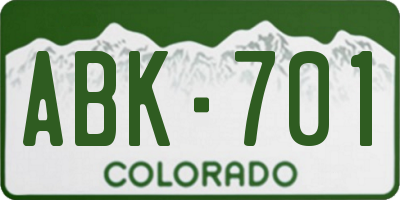 CO license plate ABK701