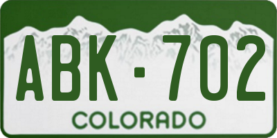 CO license plate ABK702