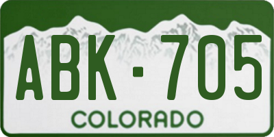 CO license plate ABK705