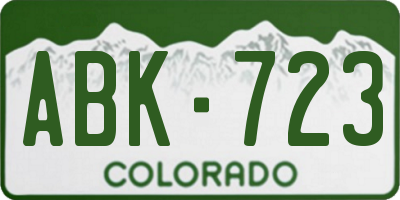 CO license plate ABK723