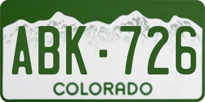 CO license plate ABK726