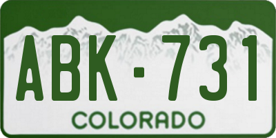 CO license plate ABK731