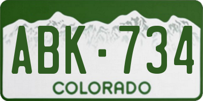 CO license plate ABK734