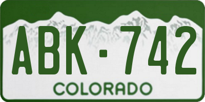 CO license plate ABK742