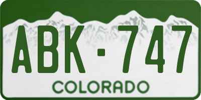 CO license plate ABK747