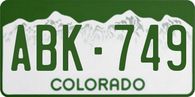 CO license plate ABK749