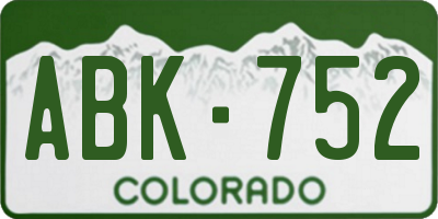 CO license plate ABK752