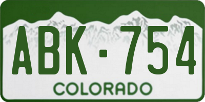 CO license plate ABK754