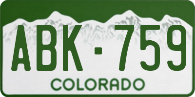 CO license plate ABK759