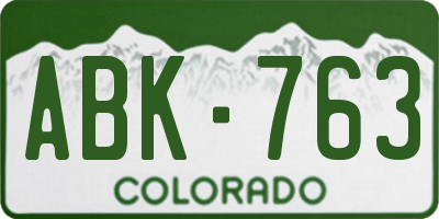 CO license plate ABK763
