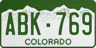 CO license plate ABK769