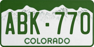 CO license plate ABK770