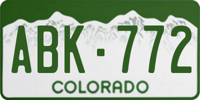 CO license plate ABK772