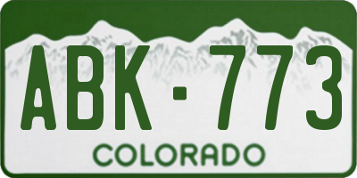 CO license plate ABK773
