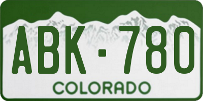 CO license plate ABK780