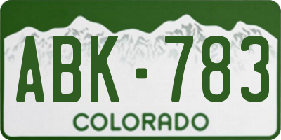CO license plate ABK783