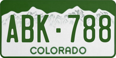 CO license plate ABK788