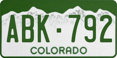 CO license plate ABK792