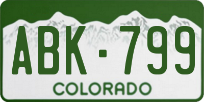 CO license plate ABK799
