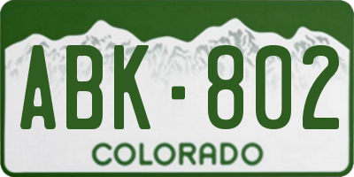 CO license plate ABK802