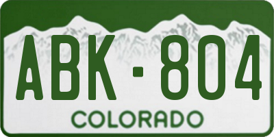 CO license plate ABK804