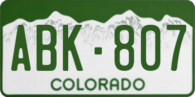 CO license plate ABK807