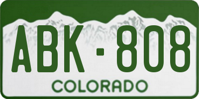 CO license plate ABK808