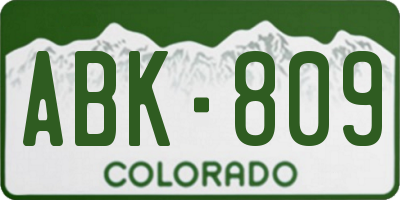 CO license plate ABK809