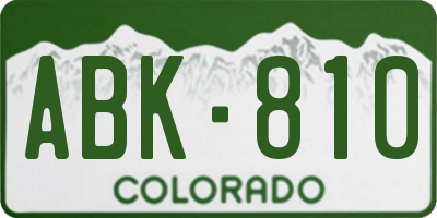 CO license plate ABK810
