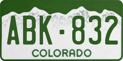 CO license plate ABK832