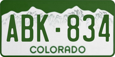 CO license plate ABK834