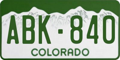 CO license plate ABK840