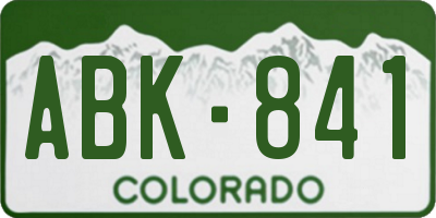 CO license plate ABK841