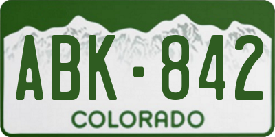 CO license plate ABK842