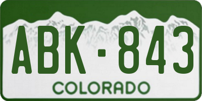 CO license plate ABK843
