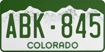 CO license plate ABK845