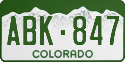 CO license plate ABK847