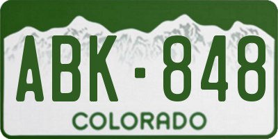 CO license plate ABK848