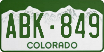 CO license plate ABK849