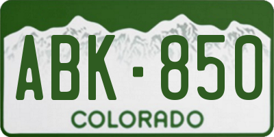 CO license plate ABK850