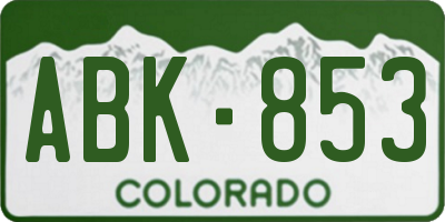 CO license plate ABK853