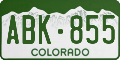 CO license plate ABK855