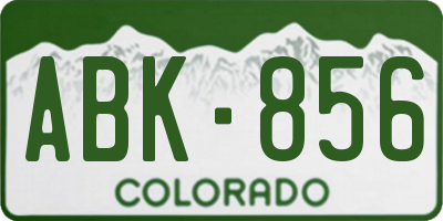 CO license plate ABK856