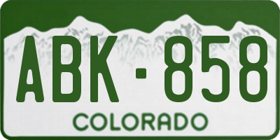 CO license plate ABK858