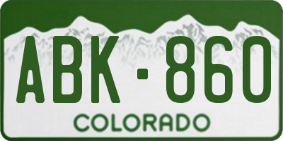 CO license plate ABK860